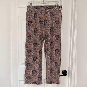 Hester & Orchard Women's Small Pull On Elastic Waist Pants Orange Multi Paisley